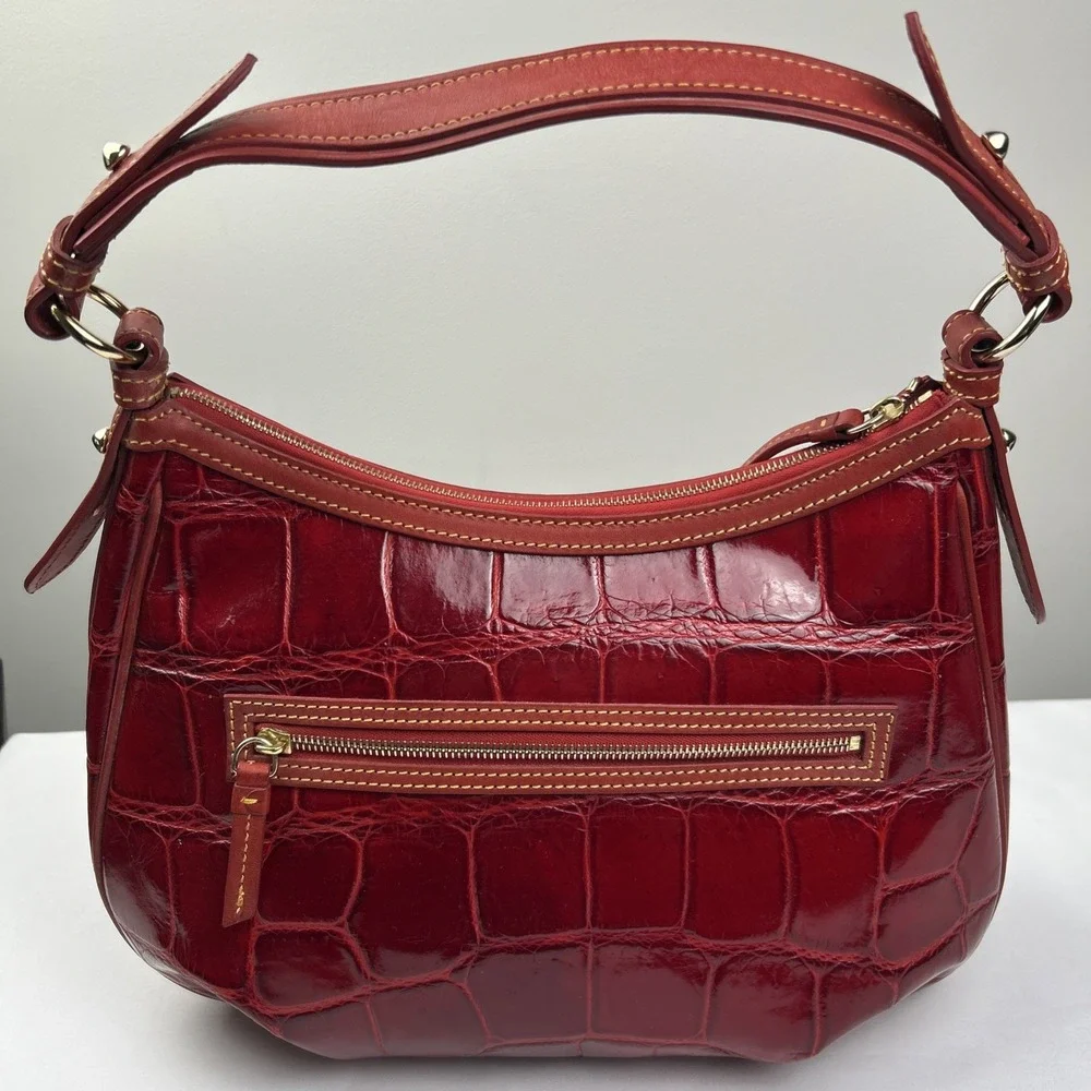 Dooney & Bourke Bag Collins Red Hobo Croc Embossed Leather 1C790 RD Purse